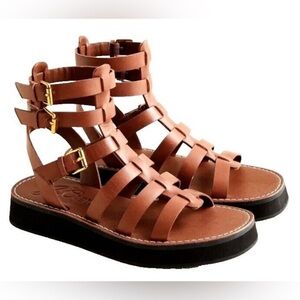 J. Crew leather gladiator Mallorca dark Brown Strappy Sandals Womens size 10 EUC
